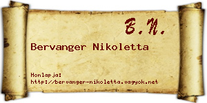Bervanger Nikoletta névjegykártya